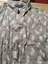 Marino Bay Natural Men&#39;s Short Sleeve Button Down Shirt Leaf Pattern Siz... - $19.52 CAD