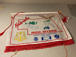Lions Club Nebraska 1998-200 Rick Myers Director Banner Flag 8 x 12 inches - £19.66 GBP
