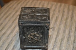 Small 1887 “Pat Security Safe Deposit” Cast Iron Bank, Ornamental, 3-7/8” Tall - £78.09 GBP