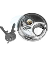 70mm Stainless Steel Armor Brass Cylinder Disc Padlock Round Lock 2Key - £10.23 GBP