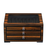 24 Pen slot Fountain Ebony Wood glass Display Case Organizer Storage Box... - £79.69 GBP