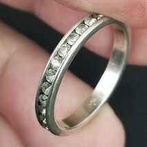 Sterling Silver ladies band ring cubic zirconia .925 size 8 - $32.99