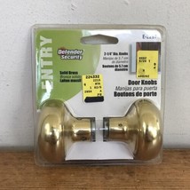 New Set Pair 2 Defender Security Solid Shiny Brass Door Knobs Handles 2.... - £15.97 GBP