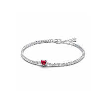 Red sparkling heart tennis bracelet thumb200