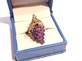 Antique Vintage 4ct Purple Sapphire Grape Bunch 10K Gold Ring - $985.05