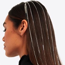 Bohemian Long Tassel Hair Chain Band Hanging Hair For Women Luxury Rhinestone - £19.17 GBP