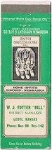 Matchbook Cover WJ Bill Yotter Insurance Leoti Kansas - £2.23 GBP