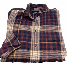 Madewell Oversized Button Up Shirt Womens Small Maroon Plaid Checkered Round Hem - £16.35 GBP