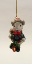 3.35&quot; Hand Painted Resin Holiday Mouse Holding Wreath Christmas Ornament Style 1 - £7.15 GBP