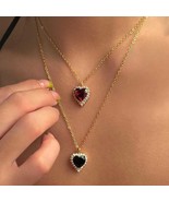 18K Gold Plated Stainless Steel  waterproof Zircon Heart pendant necklac... - $28.78 CAD