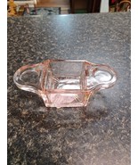Vintage Pink Depression Glass Desk Tray Ink Well Holder 5 3/8&quot; Wide - $40.70 CAD
