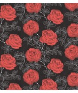 Black Red Roses With White Leaves Prepasted Wall Mural Contact, By Birwall. - £30.51 GBP