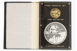 1987 Panda Oriental Set 1 Oz. Gold Tong Tong 5 Oz. Silver Hong Kong Expo - $3,267.00