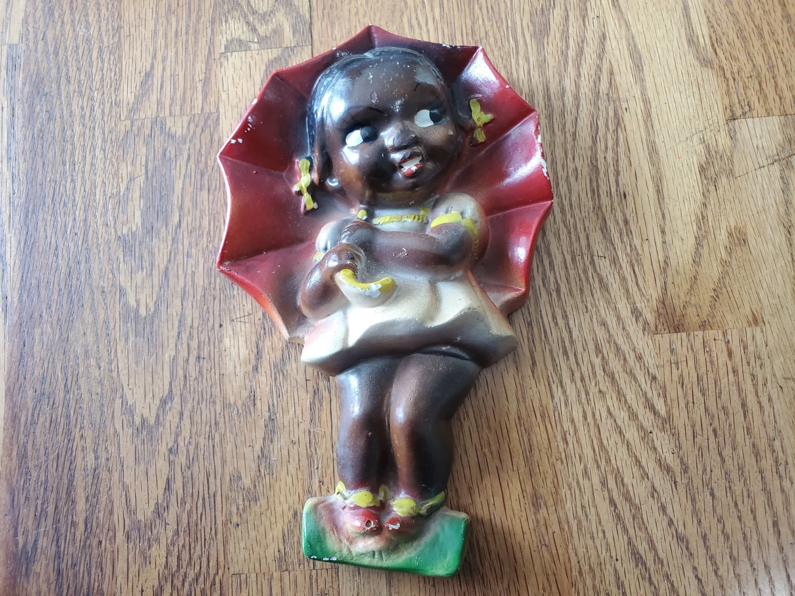 Vintage chalkware Black Americana wall hanging girl - €38,90 EUR