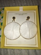 Christian Siriano gold tone white circle earrings new in box - £58.88 GBP