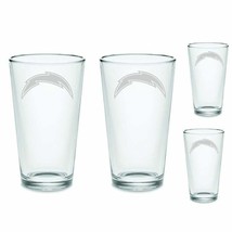 SET Los Angeles Chargers Pint Beer Glasses Etched Tumblers Drinkware - £31.44 GBP+