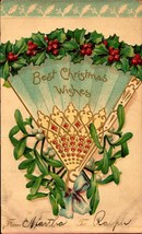 Embossed 1906 Postcard International Art Publishing-BEST Christmas Wishes Bkc - £3.10 GBP