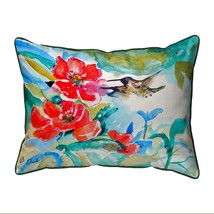 Betsy Drake Hummingbird &amp; Red Flower Large Indoor Outdoor Pillow 16x20 - £37.77 GBP