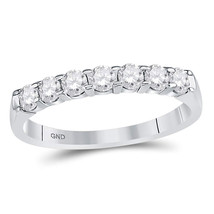 14k White Gold Womens Round Diamond Single Row Machine-set Wedding Band ... - £470.57 GBP