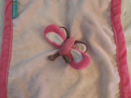 Tiddliwinks Butterfly Pink Brown Baby Girl Security Blanket Fleece Soft - $14.58