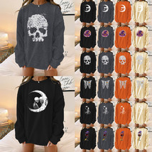 Halloween Printed Loose Round Neck Long Sleeve Sweater - £16.41 GBP+