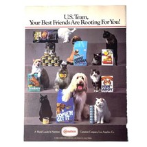 Carnation Pet Food Vintage 1984 Print Ad 8x10.75&quot; LA Olympics 80s Cat Dog - £8.81 GBP