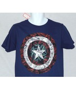 Captain America T-Shirt Men&#39;s Medium NEW Blue Hawaii Palm Shield Floral ... - £14.73 GBP