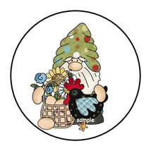 30 GNOME FARM ENVELOPE SEALS LABELS STICKERS 1.5&quot; ROUND FARMING SUNFLOWE... - $7.49