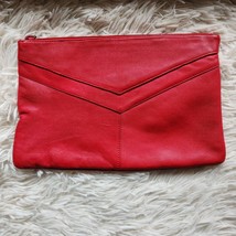 Vintage Summit Hill Leather Clutch Handbag Red Zip Top  - $20.00