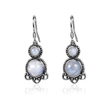 925 Sterling Silver Pendant Earrings 5MM 9MM Round Natural Moonstone Cute Cat Ea - £14.92 GBP