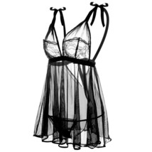 Peekaboo Pleats Bow Strap Babydoll - $18.20