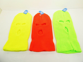 Ski Masks Knitted Eskimo Hat Mask Winter Hats Green Yellow Orange Unisex Cap - £6.38 GBP