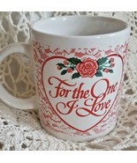 USA Cup Mug Valentine 1991 Coffee Vintage For the One I Love Heart Lace ... - £8.58 GBP