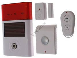 Battery Wireless Shed Door Alarm, Solar External Siren &amp; Indoor Siren - £82.49 GBP