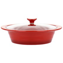Crockpot Appleton 2 Quart Oval Stoneware Casserole Dish in Red with Glass Lid - $970.45 MXN