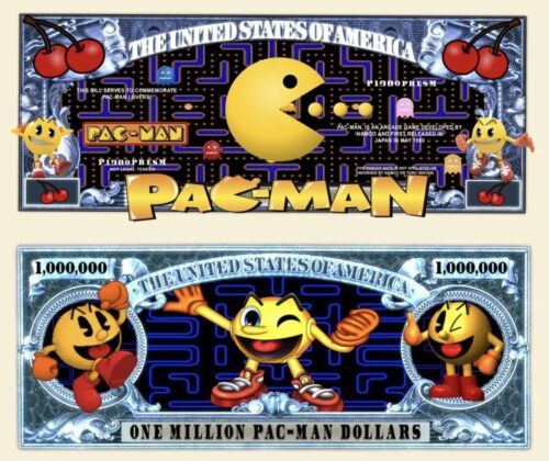 Primary image for Pac-Man Game Collectible Pack of 25 Funny Money Novelty 1 Million Dollar Bills