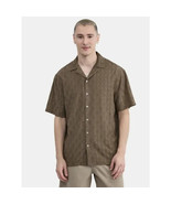 No Boundaries Men&#39;s Eyelet Short Sleeve Button Up Shirt MEDIUM Woodchip ... - $367.32 MXN