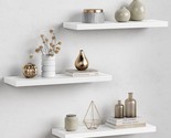 White Floating Shelves For Wall Decor, 24 Inches Long Wall Shelves, Set ... - £40.85 GBP