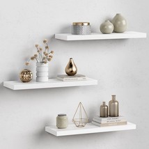 White Floating Shelves For Wall Decor, 24 Inches Long Wall Shelves, Set Of 3. - £40.68 GBP