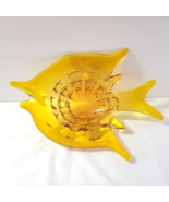 Yellow Angel Fish Art Glass Bowl Murano ? Large Size Approx 12.5" x 9" x... - $64.14