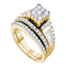 14kt Yellow Gold Round Diamond Bridal Wedding Engagement Ring Band Set 1-1/2 Ctw - £1,437.77 GBP