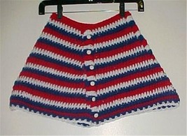 Little Girls&#39; Hand Crochet Skirt Red/White/Blue Fits Size 4-6 - £8.15 GBP