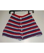 Little Girls&#39; Hand Crochet Skirt Red/White/Blue Fits Size 4-6 - £8.17 GBP