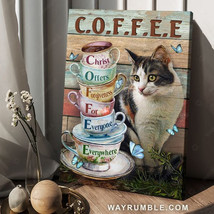 Calico Cat Butterfly Poster Coffee Lover Christ Offers Forgiveness For Everyone  - £12.78 GBP