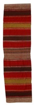 Handmade vintage Oriental kilim runner 2.6&#39;x9.5&#39; (80cmx290cm) 1950s - 1C355 - $1,065.61