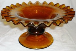 Taste Home Southern Living Amber Controlled Bubble Glass Pedestal Compote Vase - $24.00