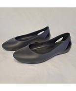 Crocs Laura Womens Size 10 Shoes Cutout Comfort Slip On Flats Black Rubber - £18.67 GBP