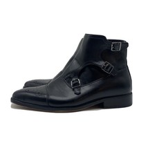 Robert David Men’s Black Dress Shoe Ankle Boot Zip &amp; Buckle Size 10.5 - £32.70 GBP