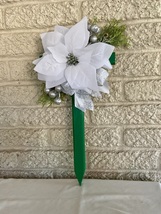 Christmas Cemetery Cross: Poinsettia grave flowers, Winter Grave Decoration - $26.00 Christmas Cemetery Cross: Poinsettia grave flowers, Winter Grave Decoration - $26.00