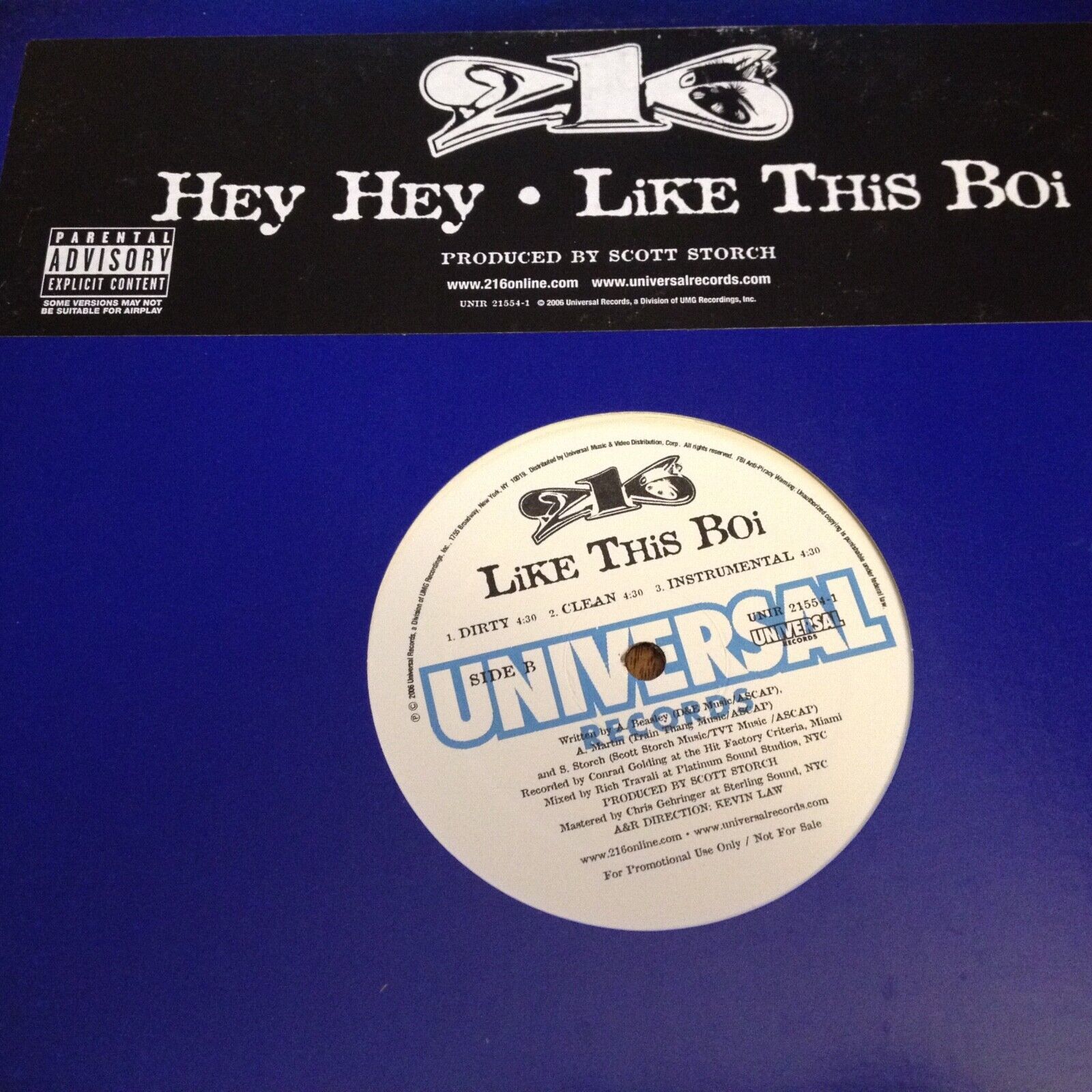 216 Hey Hey USED 12&quot; Single Record - $0.98